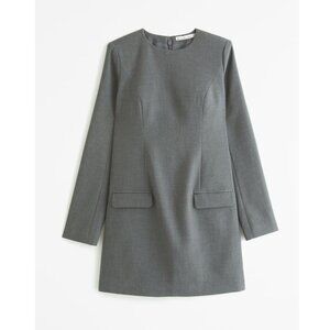 ABERCROMBIE & FITCH Dress Womens XL Gray Tailored Mini Sheath Shirt Pocket NEW
